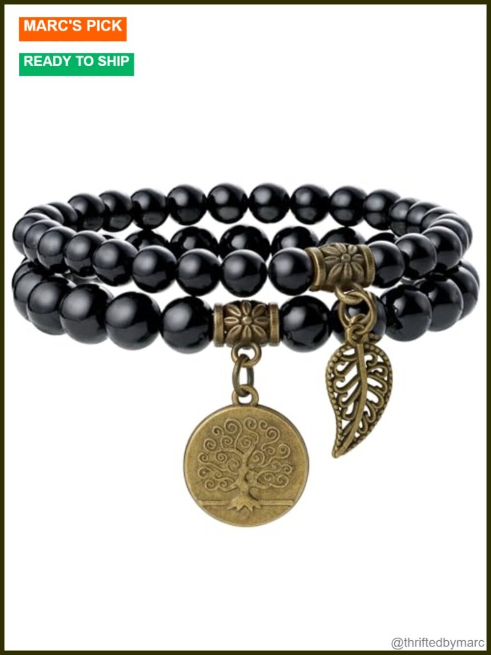 Natural Stone Beaded Stretch Bracelet Set Life Tree Leaf Charm Reiki